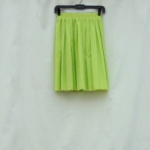 O By Organics Pleated Chartreuse Skirt XS
